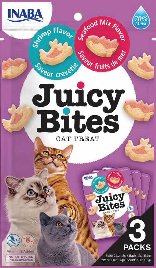 JUICY BITES CAT TREAT JUICY BITES SHRIMP & SEAFOOD MIX FLAVOR